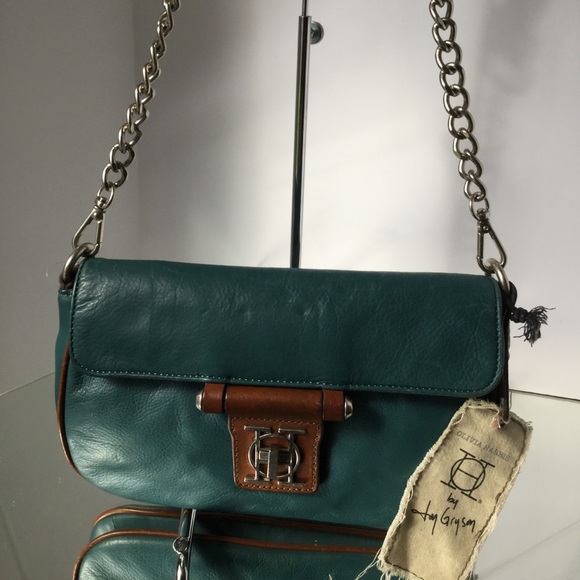Olivia Harris Teal & Brown Leather Chain Strap - Picture 5 of 8